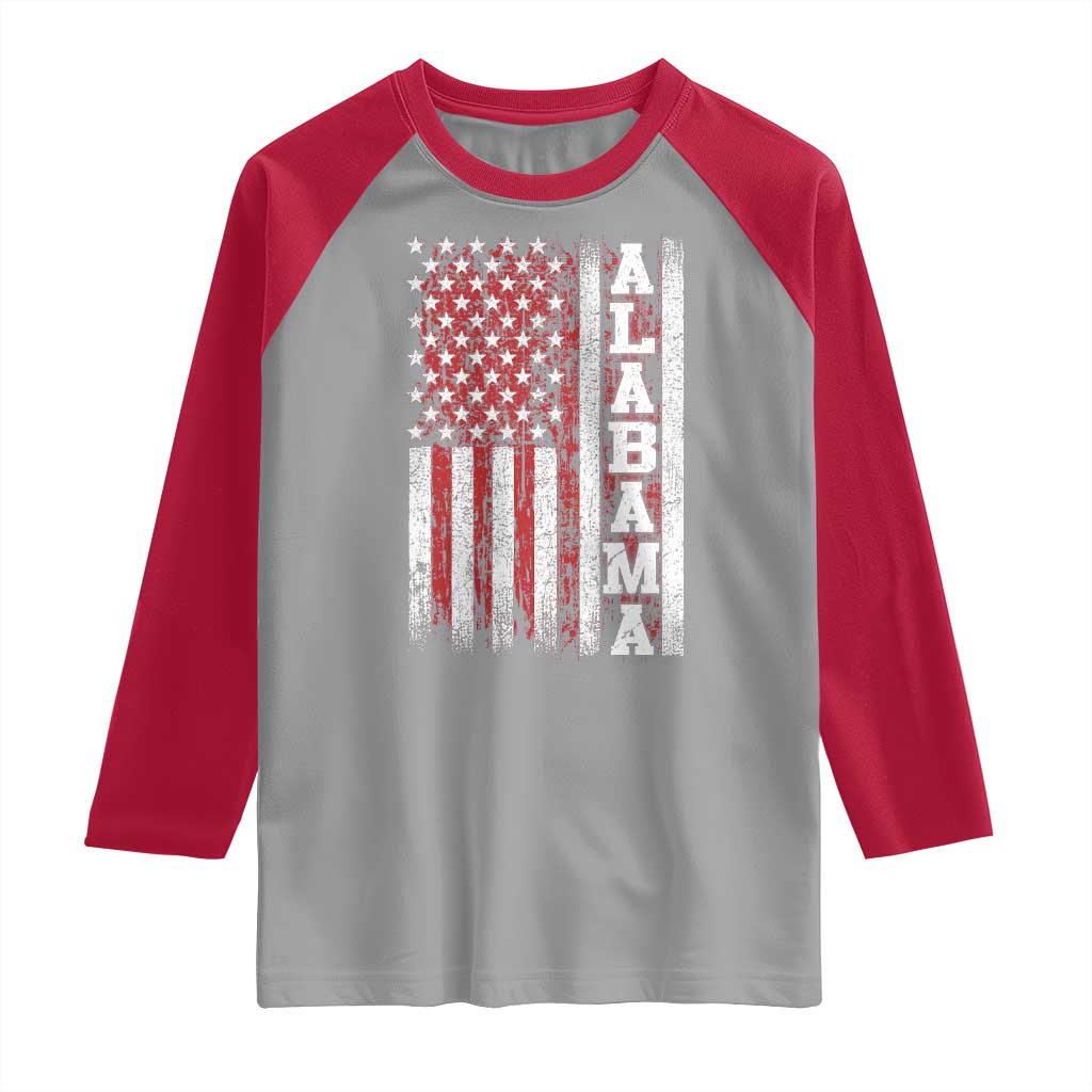 Alabama Fan Raglan Shirt Classic Retro City USA Flag Patriotic American TS10 Sport Gray Red Print Your Wear