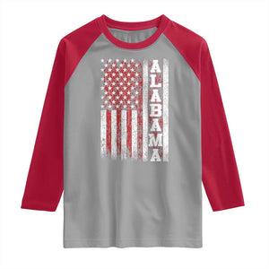 Alabama Fan Raglan Shirt Classic Retro City USA Flag Patriotic American TS10 Sport Gray Red Print Your Wear
