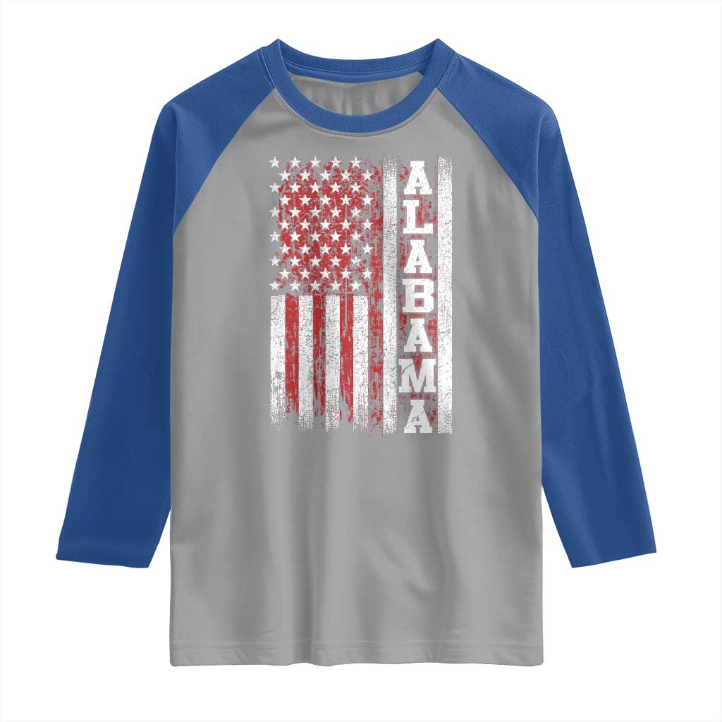 Alabama Fan Raglan Shirt Classic Retro City USA Flag Patriotic American TS10 Sport Gray Royal Print Your Wear