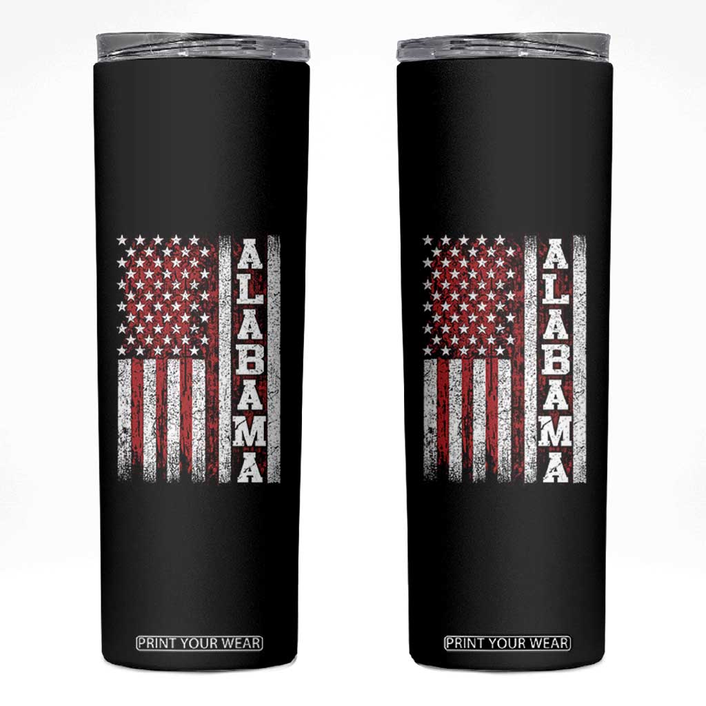 Alabama Fan Skinny Tumbler Classic Retro City USA Flag Patriotic American TS10 Black Print Your Wear