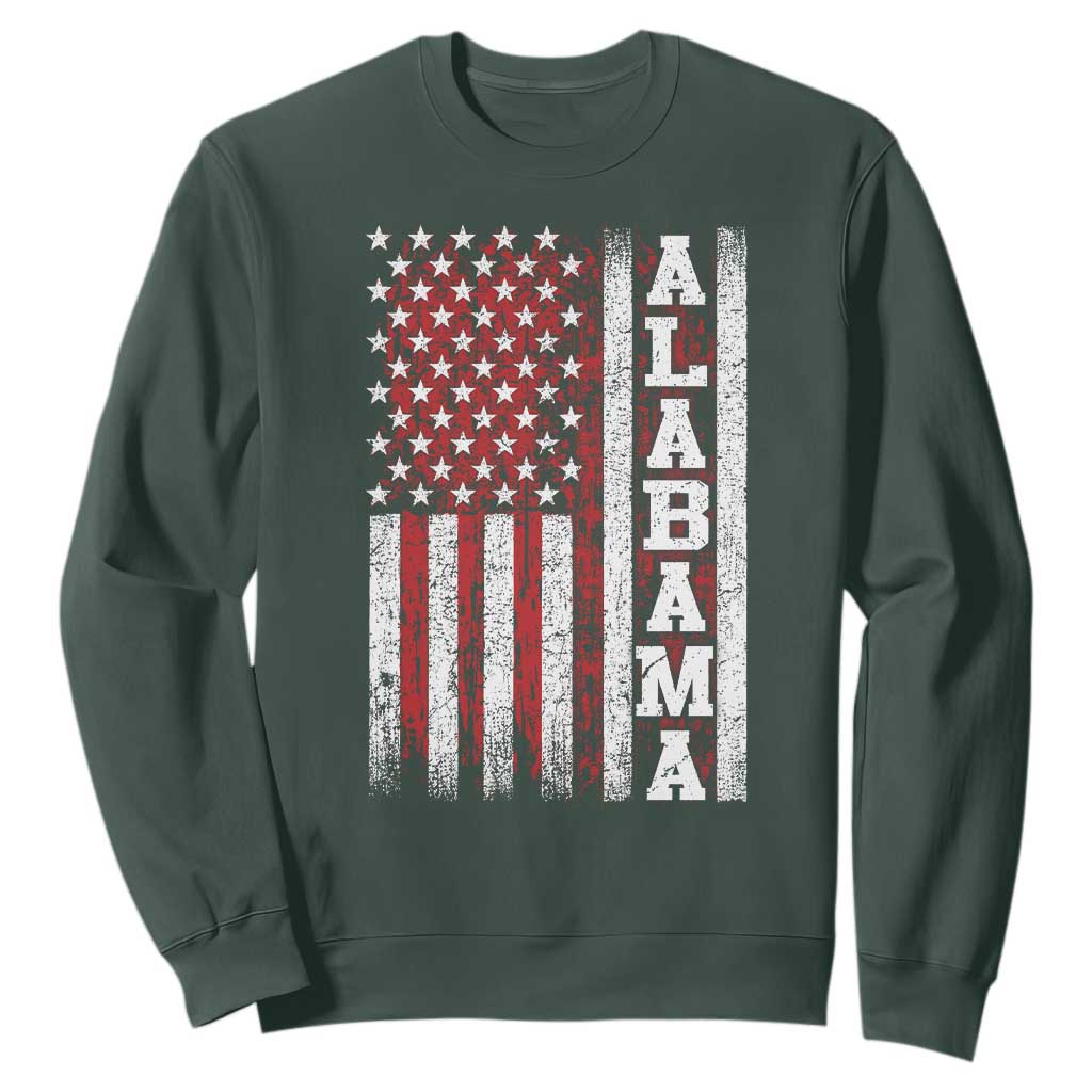 Alabama Fan Sweatshirt Classic Retro City USA Flag Patriotic American TS10 Dark Forest Green Print Your Wear