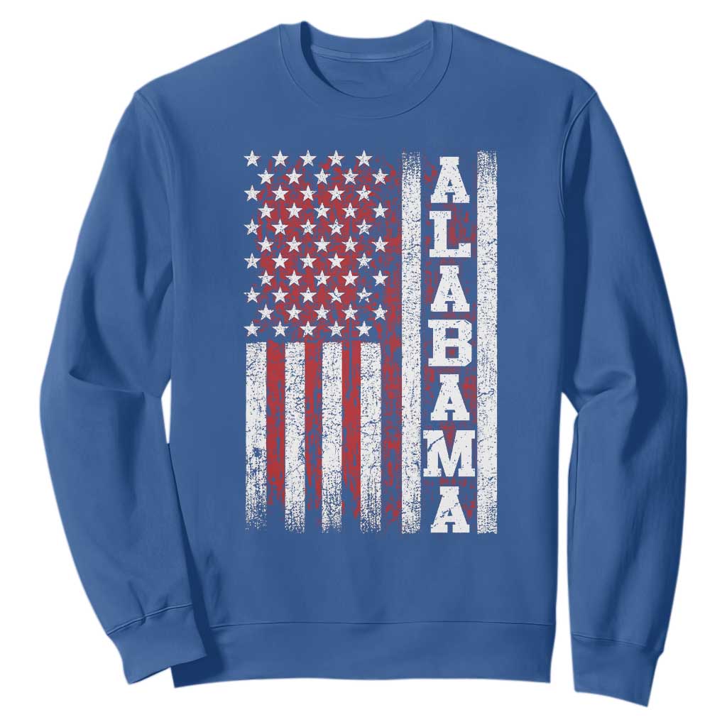 Alabama Fan Sweatshirt Classic Retro City USA Flag Patriotic American TS10 Royal Blue Print Your Wear