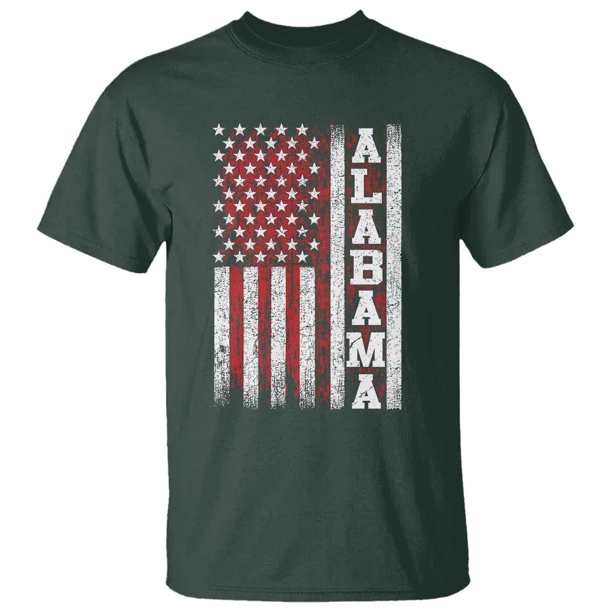 Alabama Fan T Shirt Classic Retro City USA Flag Patriotic American TS10 Dark Forest Green Print Your Wear