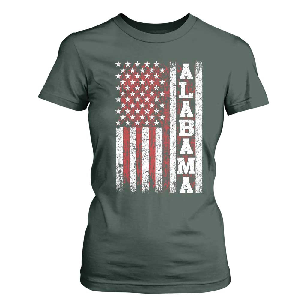 Alabama Fan T Shirt For Women Classic Retro City USA Flag Patriotic American TS10 Dark Forest Green Print Your Wear