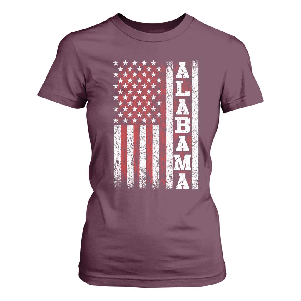 Alabama Fan T Shirt For Women Classic Retro City USA Flag Patriotic American TS10 Maroon Print Your Wear