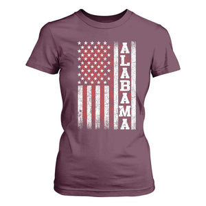 Alabama Fan T Shirt For Women Classic Retro City USA Flag Patriotic American TS10 Maroon Print Your Wear