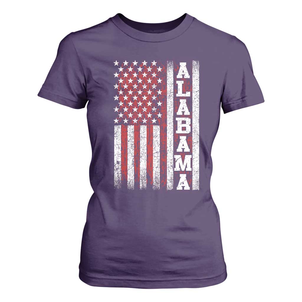 Alabama Fan T Shirt For Women Classic Retro City USA Flag Patriotic American TS10 Purple Print Your Wear