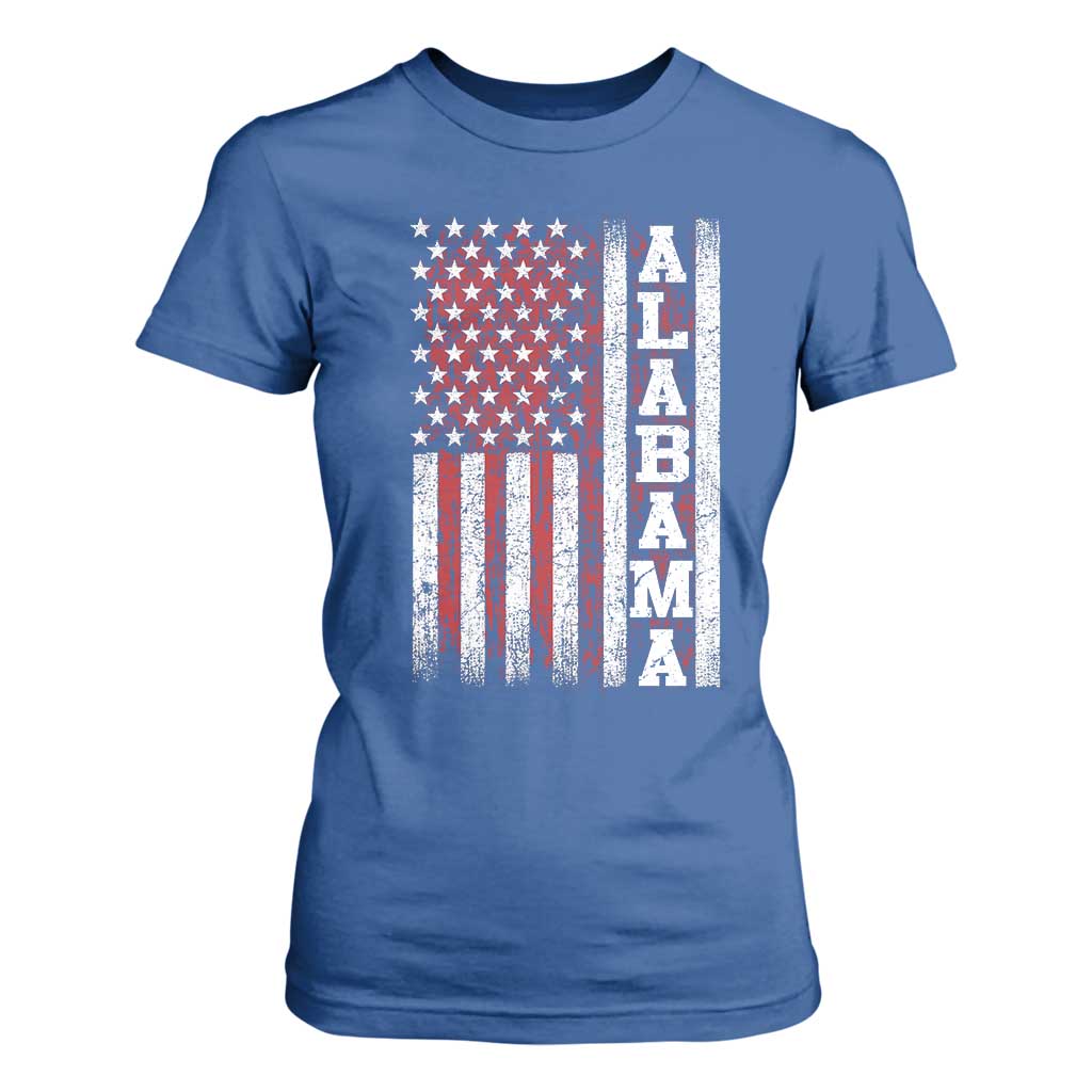 Alabama Fan T Shirt For Women Classic Retro City USA Flag Patriotic American TS10 Royal Blue Print Your Wear