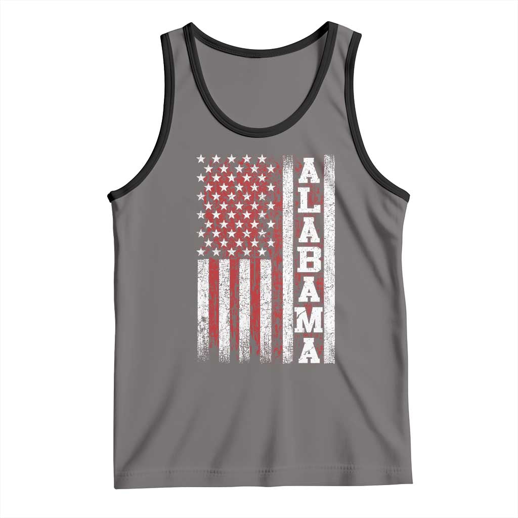 Alabama Fan Tank Top Classic Retro City USA Flag Patriotic American TS10 Deep Heather Black Print Your Wear