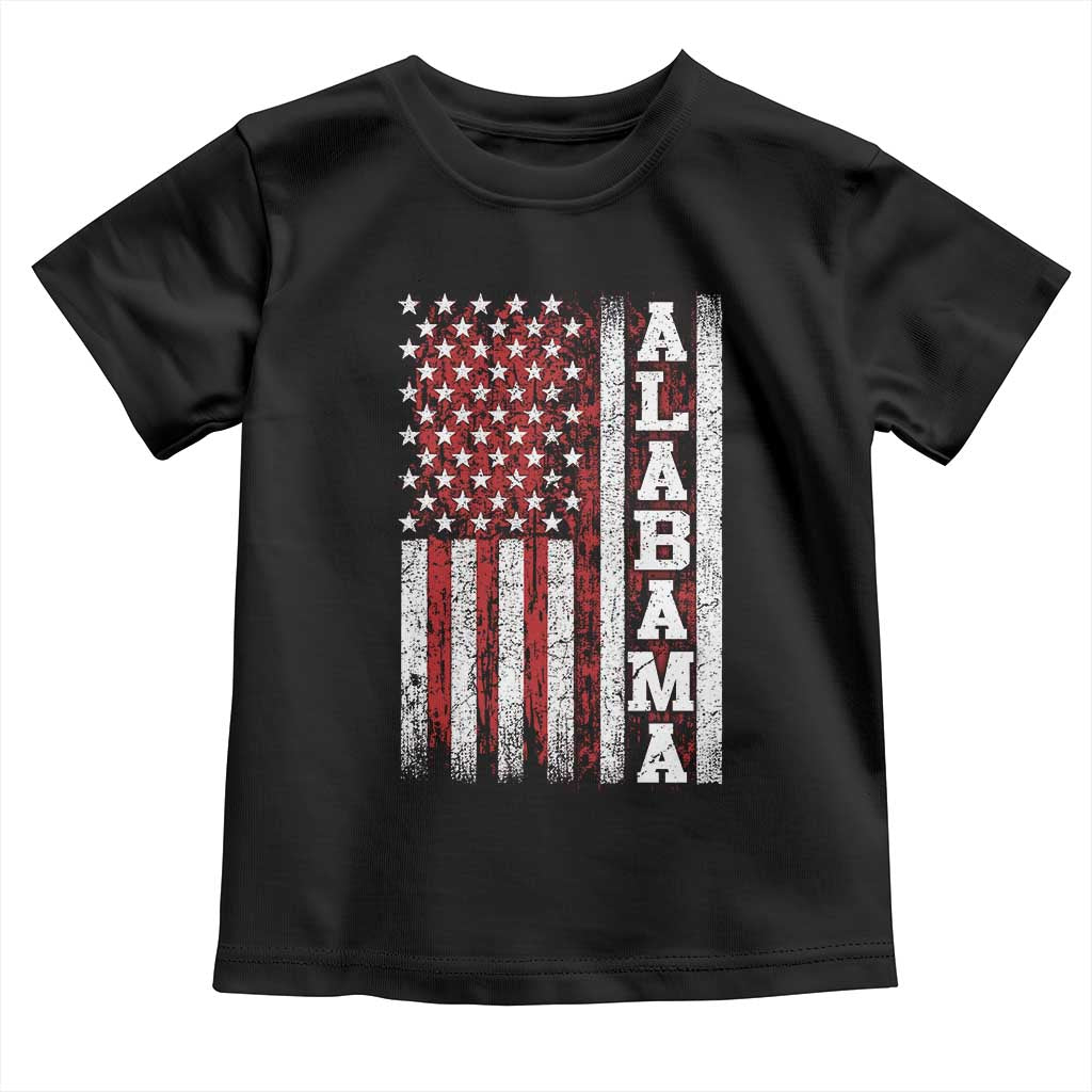 Alabama Fan Toddler T Shirt Classic Retro City USA Flag Patriotic American - Print Your Wear