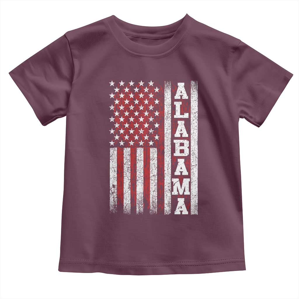 Alabama Fan Toddler T Shirt Classic Retro City USA Flag Patriotic American TS10 Maroon Print Your Wear