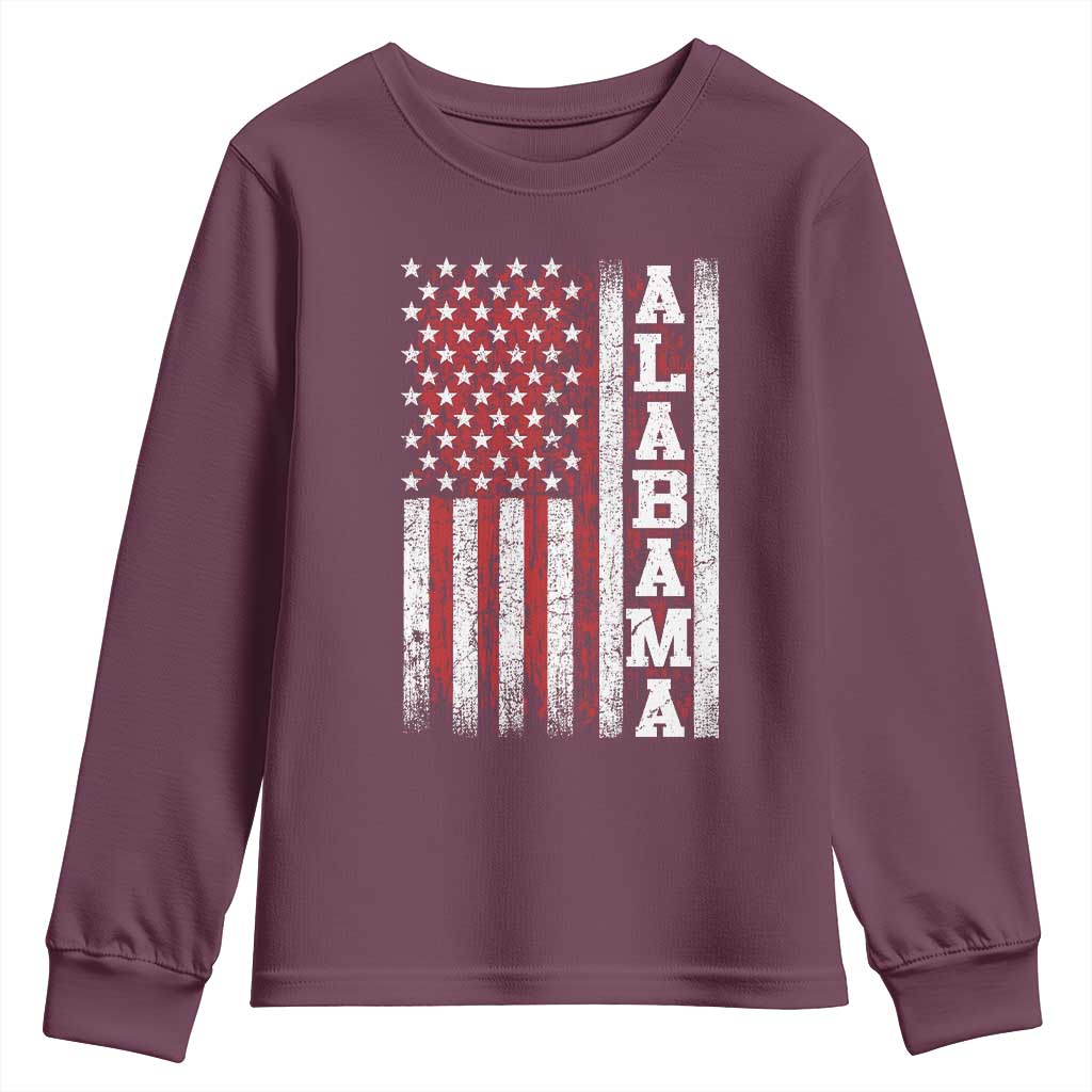 Alabama Fan Youth Sweatshirt Classic Retro City USA Flag Patriotic American TS10 Maroon Print Your Wear