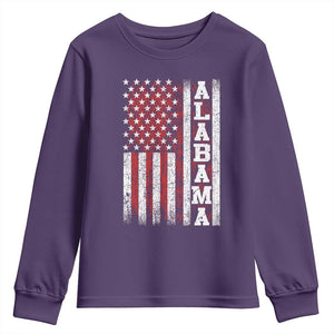 Alabama Fan Youth Sweatshirt Classic Retro City USA Flag Patriotic American TS10 Purple Print Your Wear