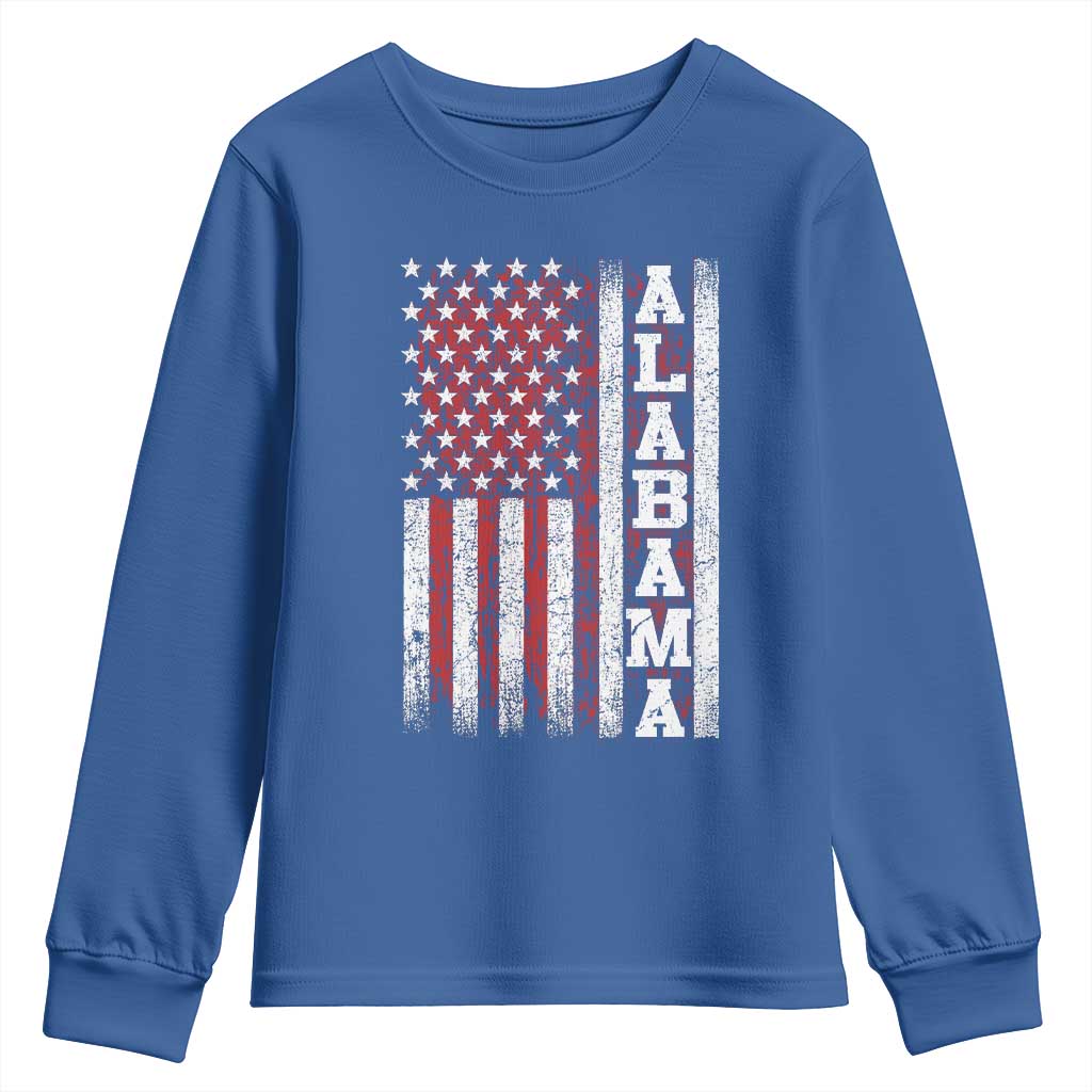 Alabama Fan Youth Sweatshirt Classic Retro City USA Flag Patriotic American TS10 Royal Blue Print Your Wear