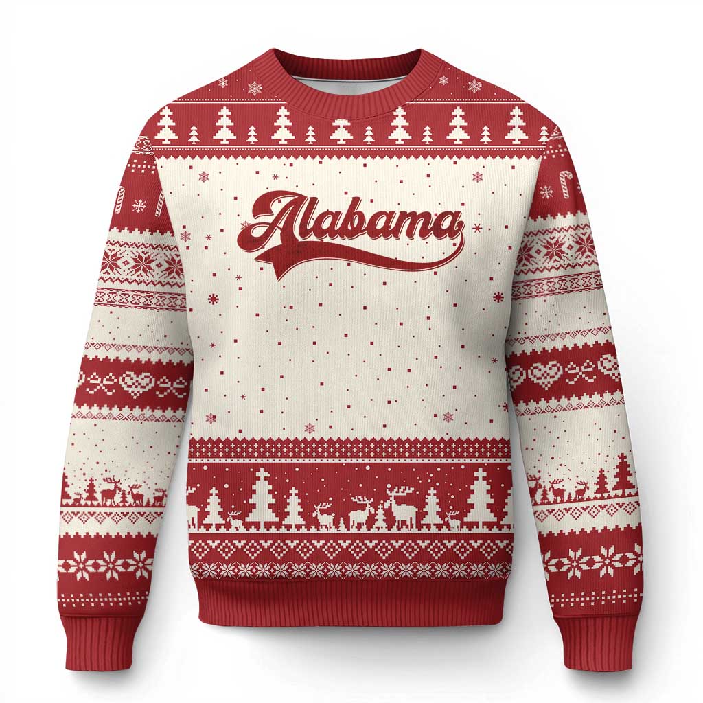 Alabama Fan Ugly Christmas Sweater Vintage City Athletic Sports Game Day TS10 Beige Red Print Your Wear