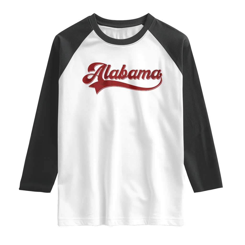 Alabama Fan Raglan Shirt Vintage City Athletic Sports Game Day TS10 White Black Print Your Wear