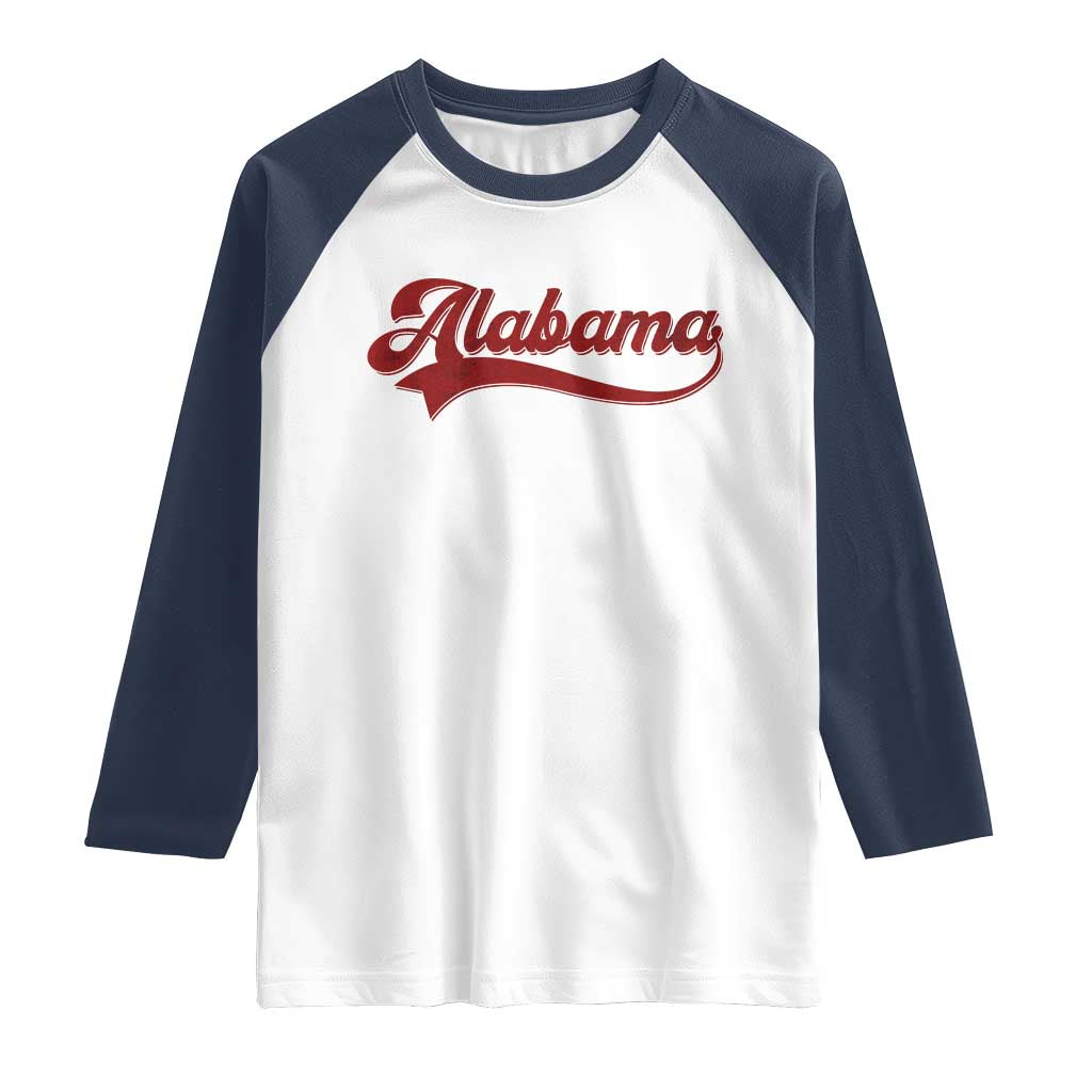 Alabama Fan Raglan Shirt Vintage City Athletic Sports Game Day TS10 White Navy Print Your Wear