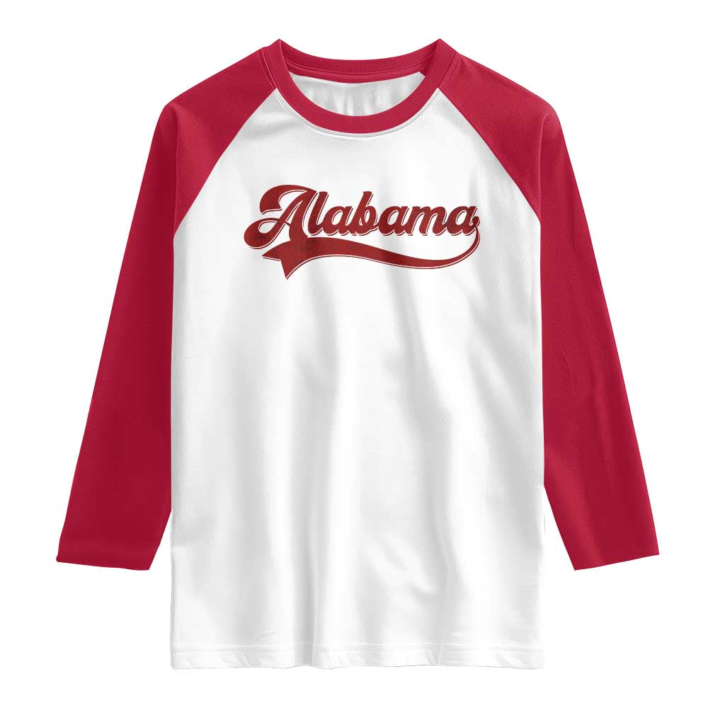 Alabama Fan Raglan Shirt Vintage City Athletic Sports Game Day TS10 White Red Print Your Wear