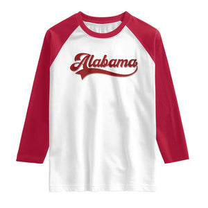 Alabama Fan Raglan Shirt Vintage City Athletic Sports Game Day TS10 White Red Print Your Wear