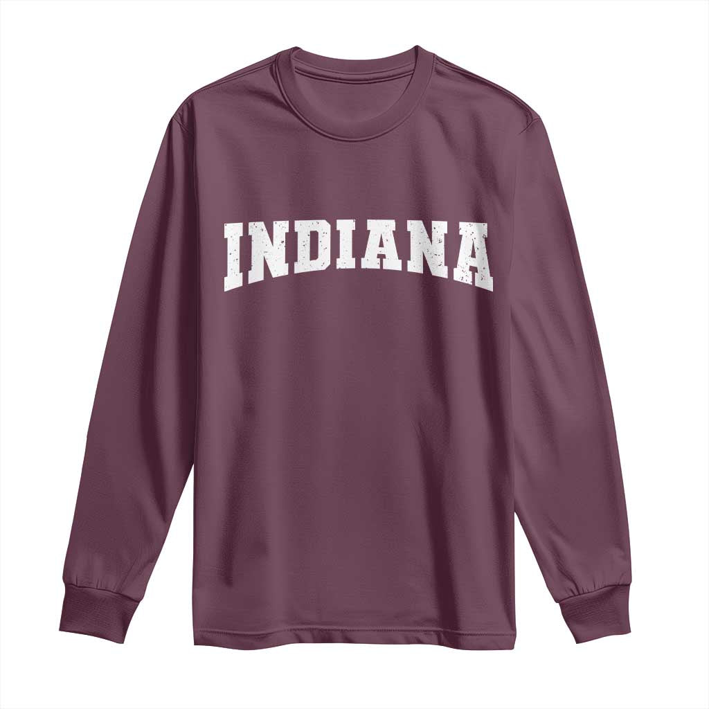 Retro Indiana Long Sleeve Shirt Vintage Athletic Sports Style 80s 90s TS10 Maroon Print Your Wear