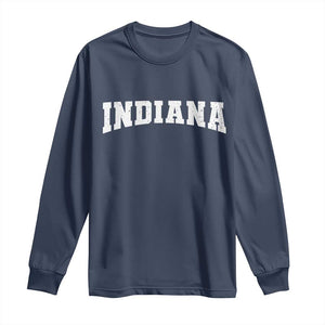 Retro Indiana Long Sleeve Shirt Vintage Athletic Sports Style 80s 90s TS10 Navy Print Your Wear