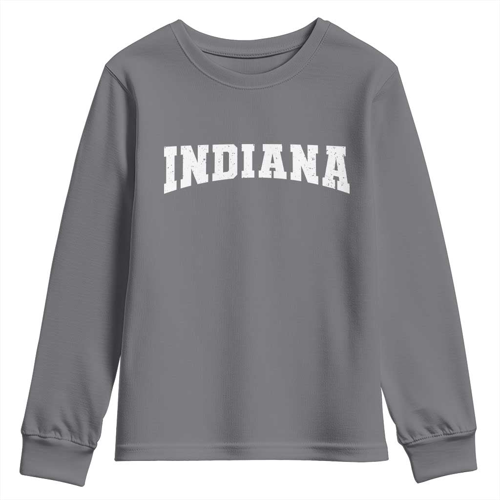 Retro Indiana Youth Sweatshirt Vintage Athletic Sports Style 80s 90s TS10 Charcoal Print Your Wear