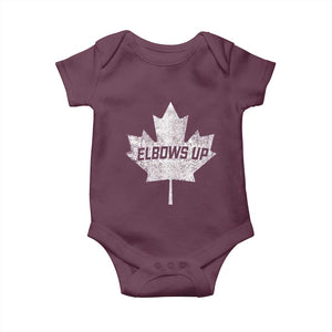 Elbows Up Canada Baby Onesie True North Strong and Free Maple Leaf Proud Canadian TS10 Maroon Print Your Wear