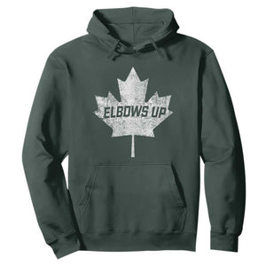 Elbows Up Canada Hoodie True North Strong and Free Maple Leaf Proud Canadian TS10 Dark Forest Green Print Your Wear