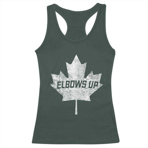 Elbows Up Canada Racerback Tank Top True North Strong and Free Maple Leaf Proud Canadian TS10 Dark Forest Green Print Your Wear