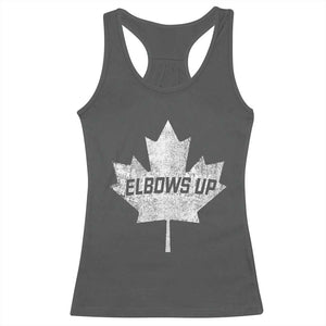 Elbows Up Canada Racerback Tank Top True North Strong and Free Maple Leaf Proud Canadian TS10 Dark Heather Print Your Wear
