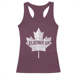 Elbows Up Canada Racerback Tank Top True North Strong and Free Maple Leaf Proud Canadian TS10 Maroon Print Your Wear