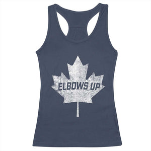 Elbows Up Canada Racerback Tank Top True North Strong and Free Maple Leaf Proud Canadian TS10 Navy Print Your Wear