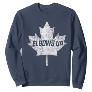 Elbows Up Canada Sweatshirt True North Strong and Free Maple Leaf Proud Canadian TS10 Navy Print Your Wear