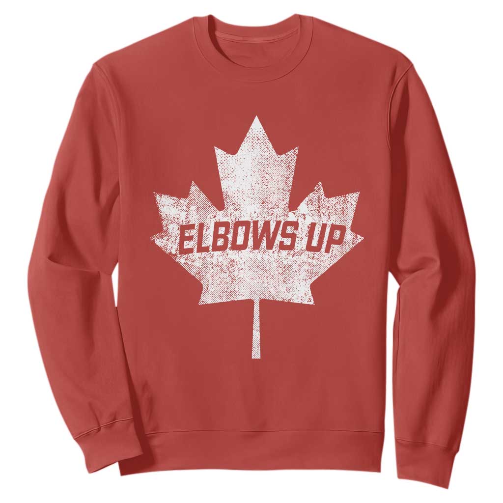 Elbows Up Canada Sweatshirt True North Strong and Free Maple Leaf Proud Canadian TS10 Red Print Your Wear