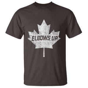 Elbows Up Canada T Shirt True North Strong and Free Maple Leaf Proud Canadian TS10 Dark Chocolate Print Your Wear