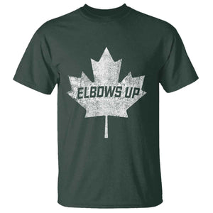 Elbows Up Canada T Shirt True North Strong and Free Maple Leaf Proud Canadian TS10 Dark Forest Green Print Your Wear