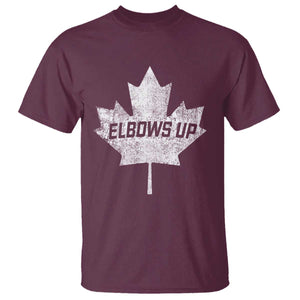 Elbows Up Canada T Shirt True North Strong and Free Maple Leaf Proud Canadian TS10 Maroon Print Your Wear