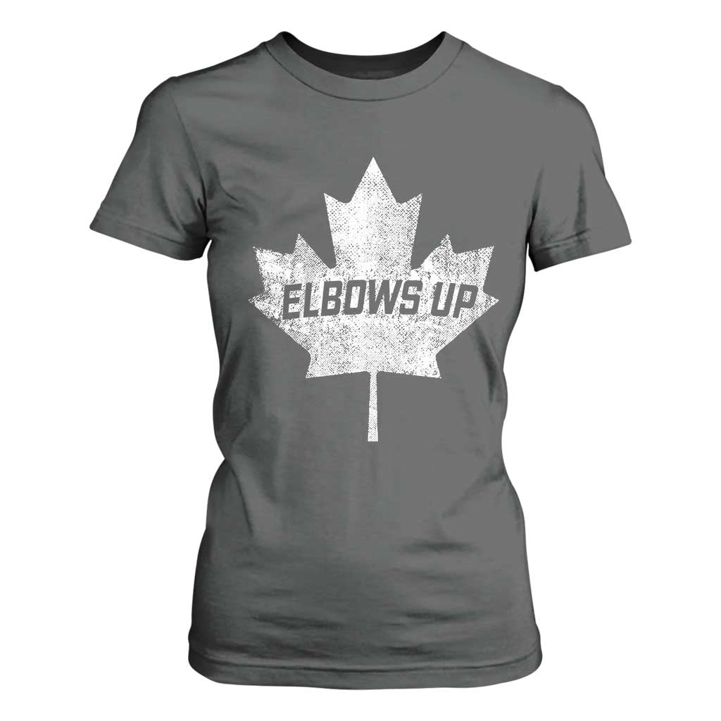 Elbows Up Canada T Shirt For Women True North Strong and Free Maple Leaf Proud Canadian TS10 Dark Heather Print Your Wear