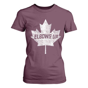 Elbows Up Canada T Shirt For Women True North Strong and Free Maple Leaf Proud Canadian TS10 Maroon Print Your Wear