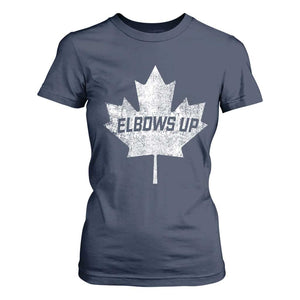 Elbows Up Canada T Shirt For Women True North Strong and Free Maple Leaf Proud Canadian TS10 Navy Print Your Wear