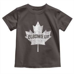 Elbows Up Canada Toddler T Shirt True North Strong and Free Maple Leaf Proud Canadian TS10 Dark Chocolate Print Your Wear