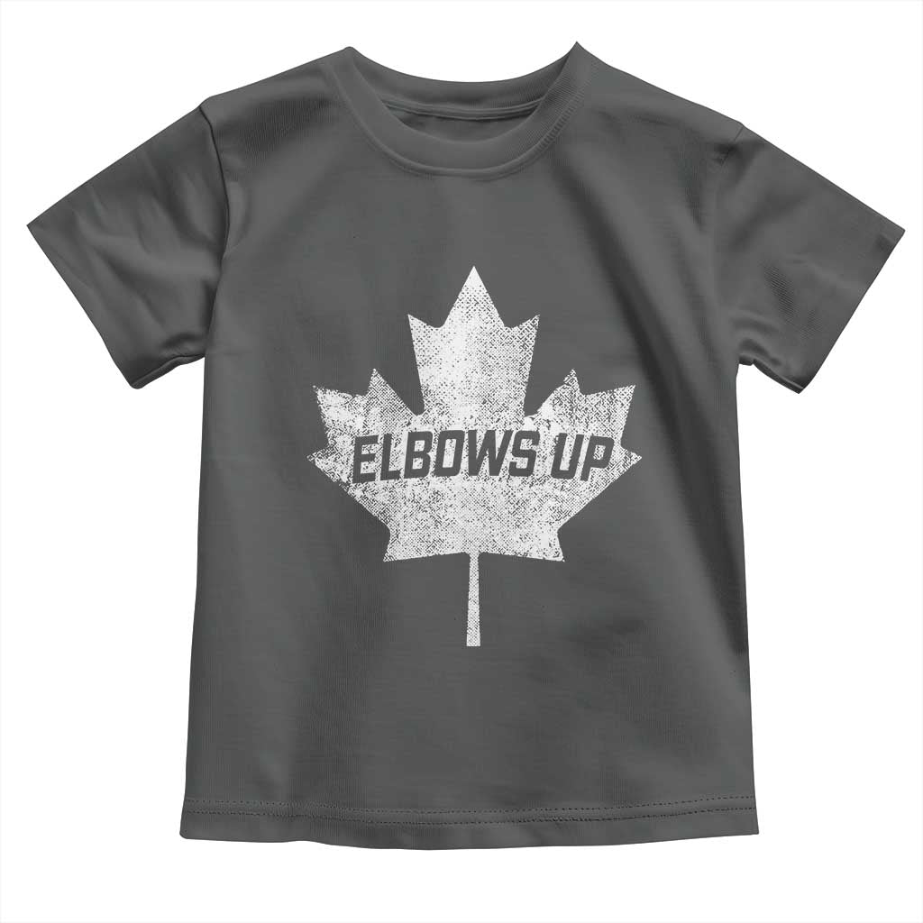 Elbows Up Canada Toddler T Shirt True North Strong and Free Maple Leaf Proud Canadian TS10 Dark Heather Print Your Wear