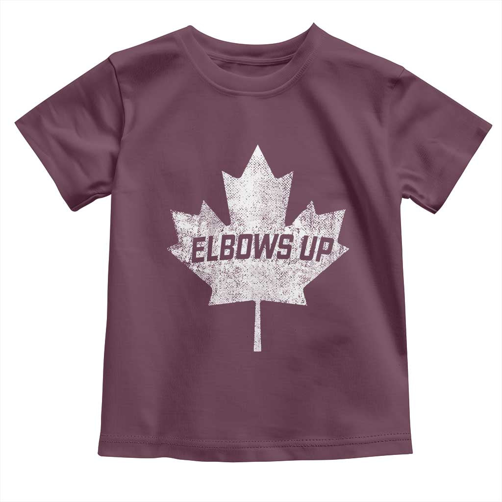 Elbows Up Canada Toddler T Shirt True North Strong and Free Maple Leaf Proud Canadian TS10 Maroon Print Your Wear