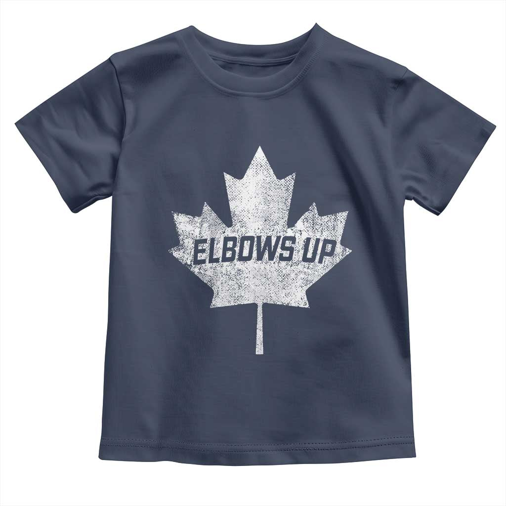Elbows Up Canada Toddler T Shirt True North Strong and Free Maple Leaf Proud Canadian TS10 Navy Print Your Wear