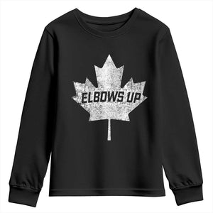 Elbows Up Canada Youth Sweatshirt True North Strong and Free Maple Leaf Proud Canadian TS10 Black Print Your Wear
