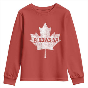Elbows Up Canada Youth Sweatshirt True North Strong and Free Maple Leaf Proud Canadian TS10 Red Print Your Wear