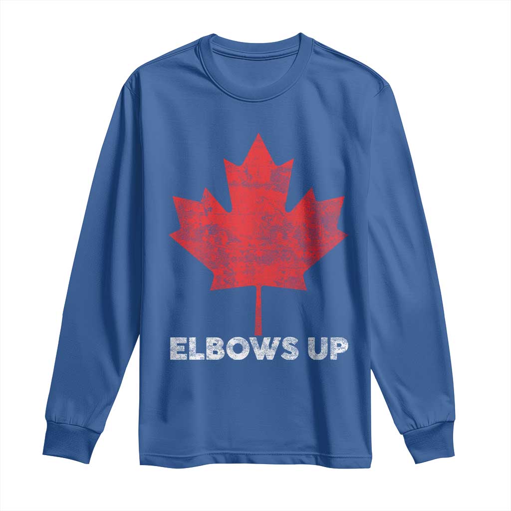 Elbows Up Canada Strong Long Sleeve Shirt Maple Leaf Proud Canadian TS10 Royal Blue Print Your Wear