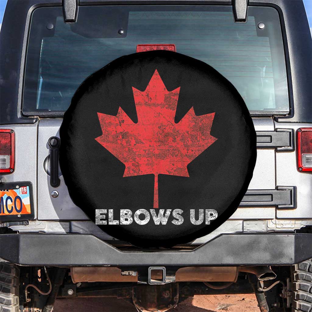 Elbows Up Canada Strong Spare Tire Cover Maple Leaf Proud Canadian TS10 No hole Black Print Your Wear
