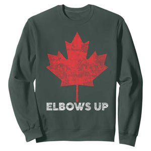 Elbows Up Canada Strong Sweatshirt Maple Leaf Proud Canadian TS10 Dark Forest Green Print Your Wear