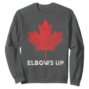 Elbows Up Canada Strong Sweatshirt Maple Leaf Proud Canadian TS10 Dark Heather Print Your Wear